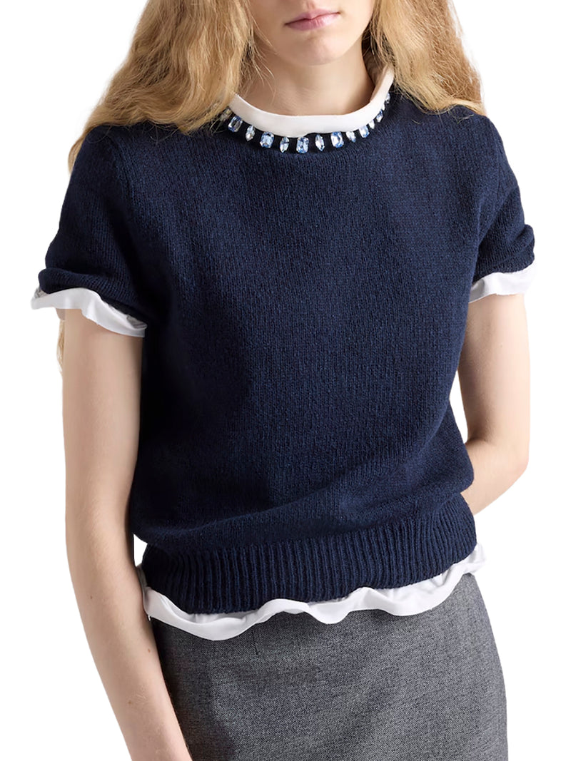 CREW NECK SWEATER IN WOOL AND CASHMERE