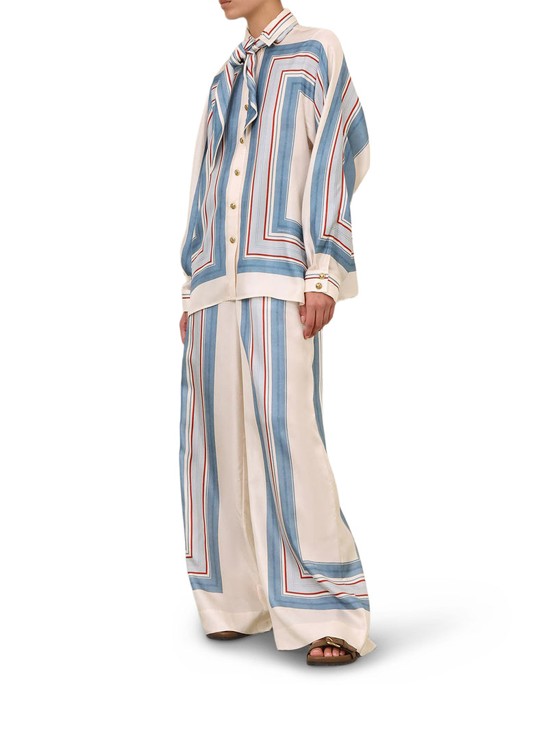 SHIRT WITH STRIPED TICKING SCARF