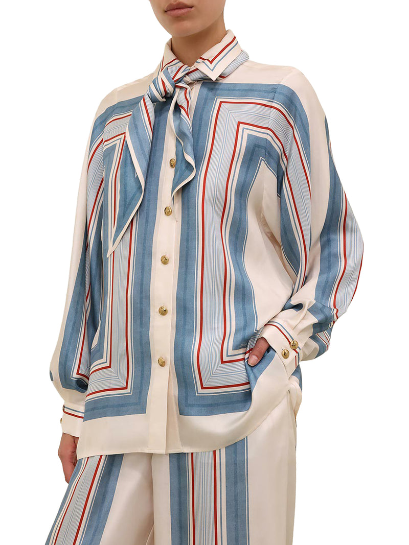 SHIRT WITH STRIPED TICKING SCARF