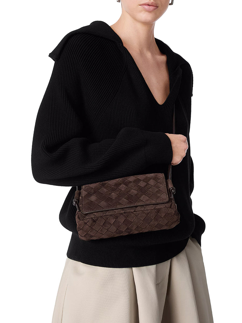 SUEDE POUCH WITH BRAIDED WORKMANSHIP