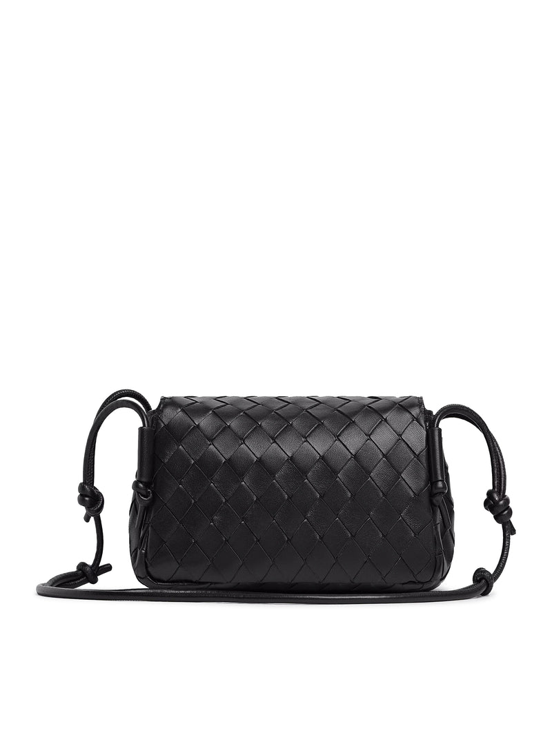 WOVEN NAPPA CLUTCH WITH ADJUSTABLE TUBULAR SHOULDER STRAP