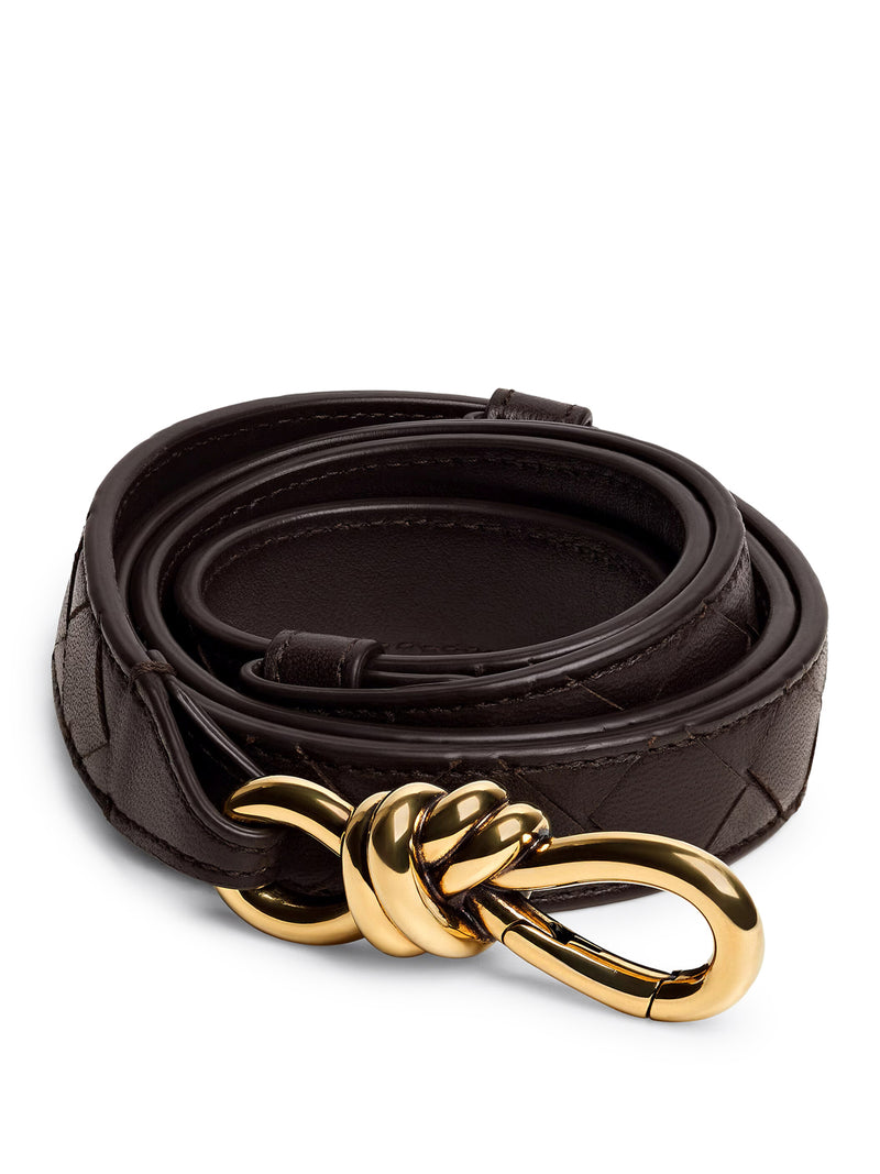 NAPPA BELT WITH BRAIDED DESIGN AND EMBLEM KNOT BUCKLE