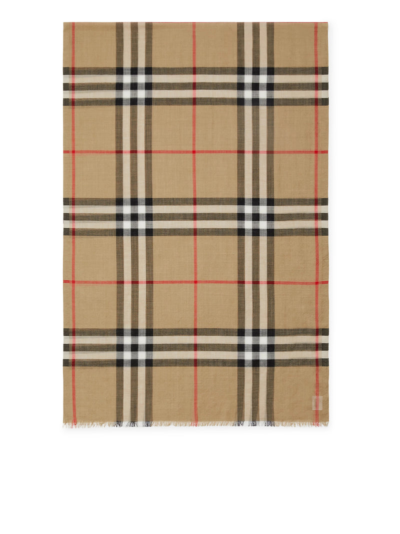 CHECK WOOL AND SILK SCARF