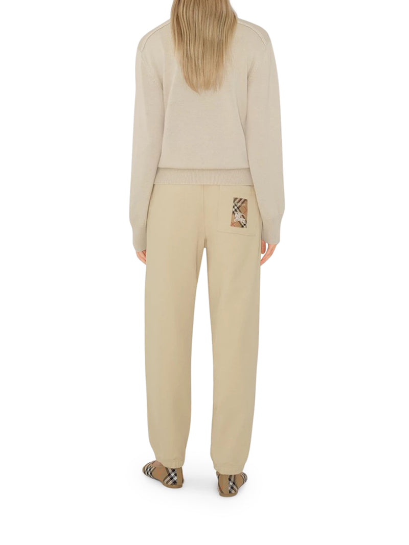 COTTON JOGGING TROUSERS WITH CHECK APPLIQUE