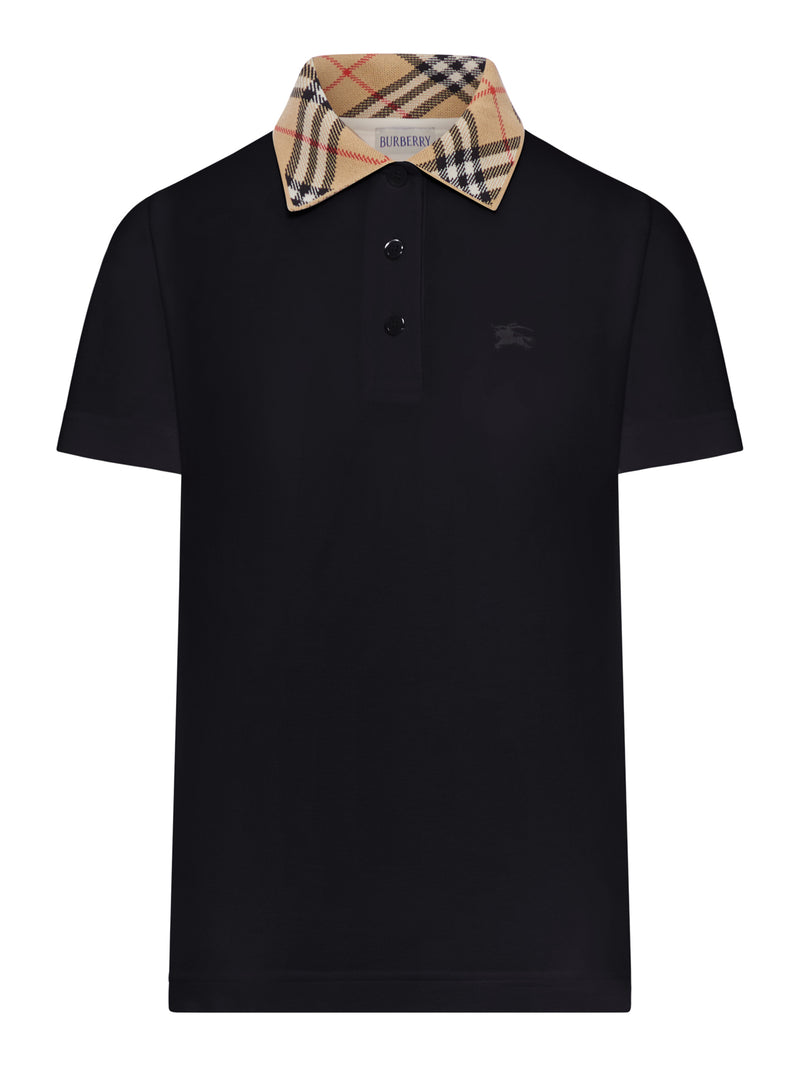 COTTON POLO SHIRT WITH CHECK COLLAR