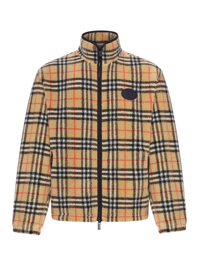 CHECKED CASHMERE AND WOOL BLEND FLEECE