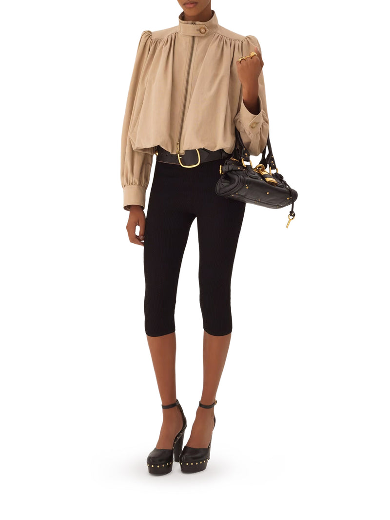 SHORT COTTON JACKET WITH GRIPPED SLEEVES