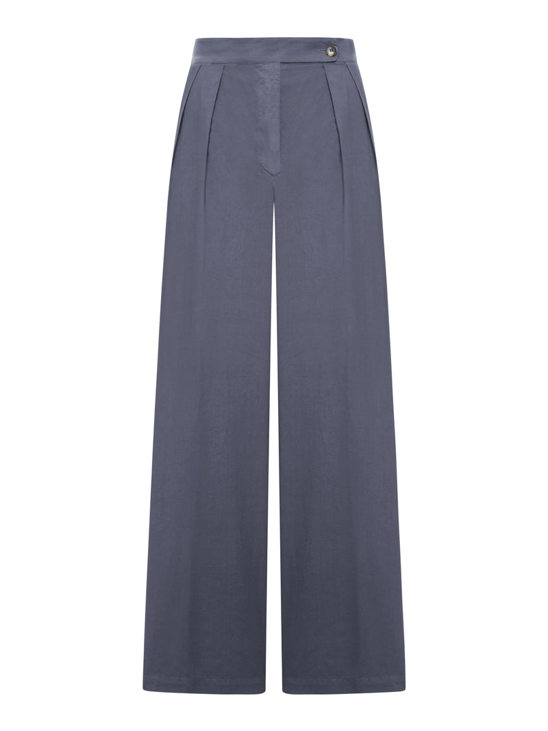 TROUSERS WITH PLEATS AND SIDE BUTTONING