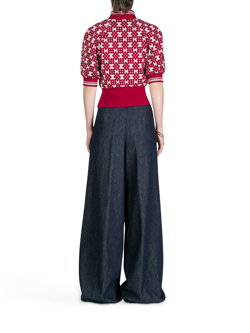 WIDE LEG JEANS WITH DARTS IN DARK DENIM