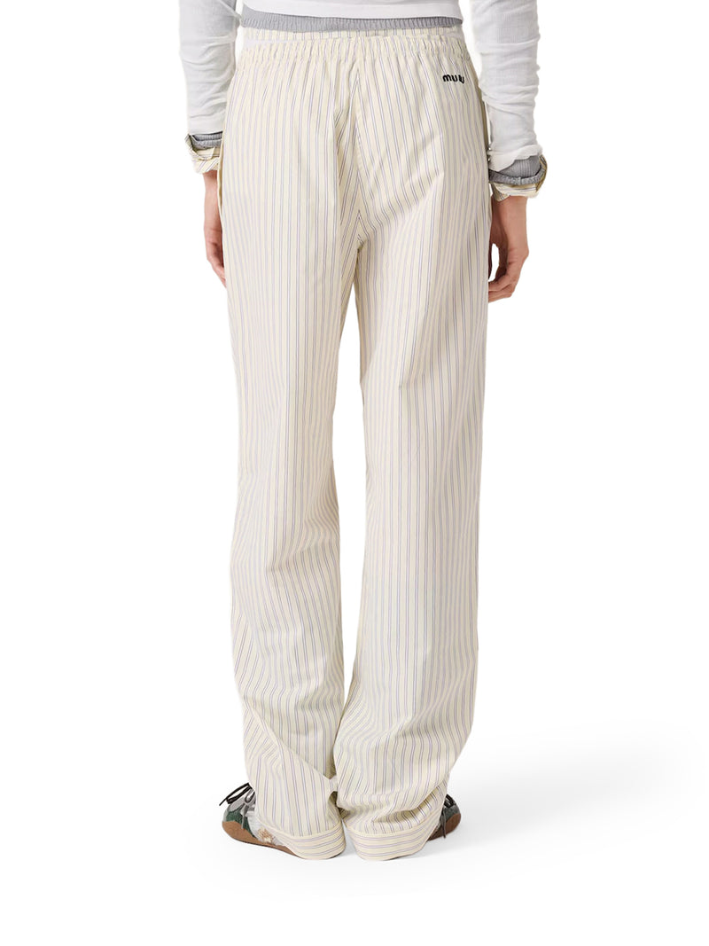 STRIPED COTTON POPLIN PANTS