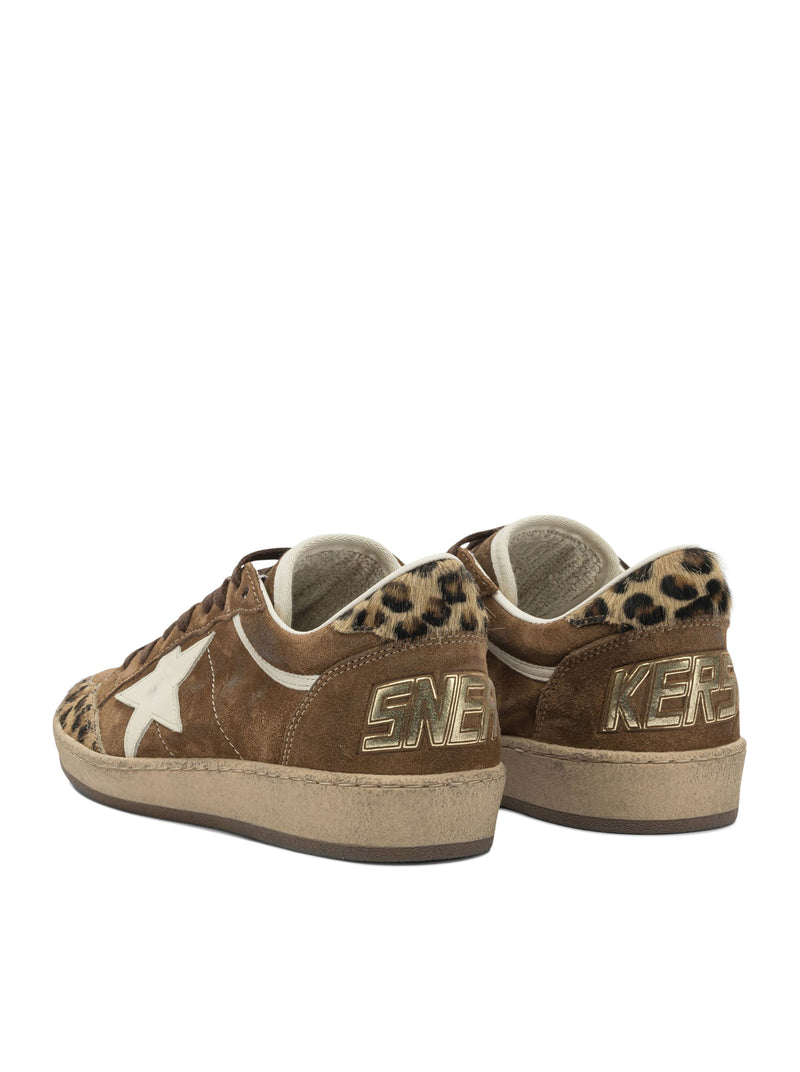 BALL-STAR SNEAKERS IN SUEDE WITH LEOPARD PONYSKIN INSERTS