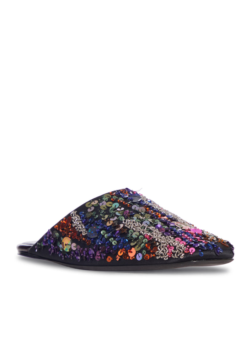 DECORATED SATIN CREPE MULE