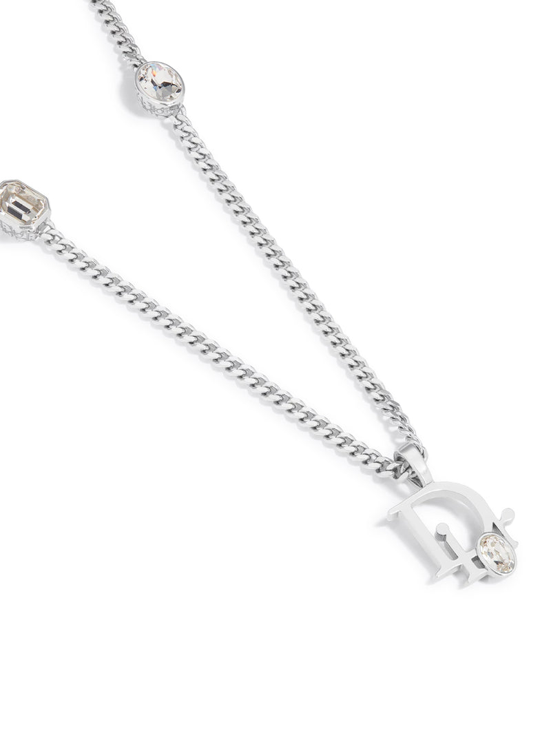 DIOR SPARKLE PENDANT NECKLACE BRASS WITH SILVER-TONE FINISH