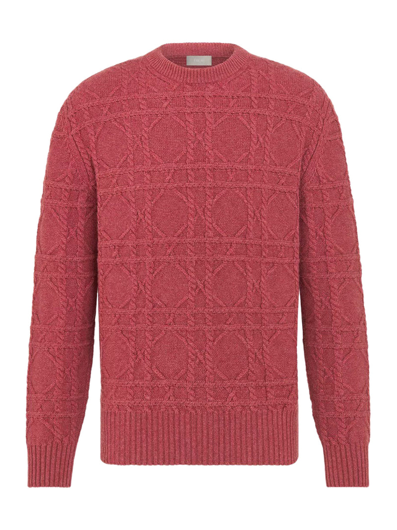 PINK CABLE KNIT CASHMERE SWEATER