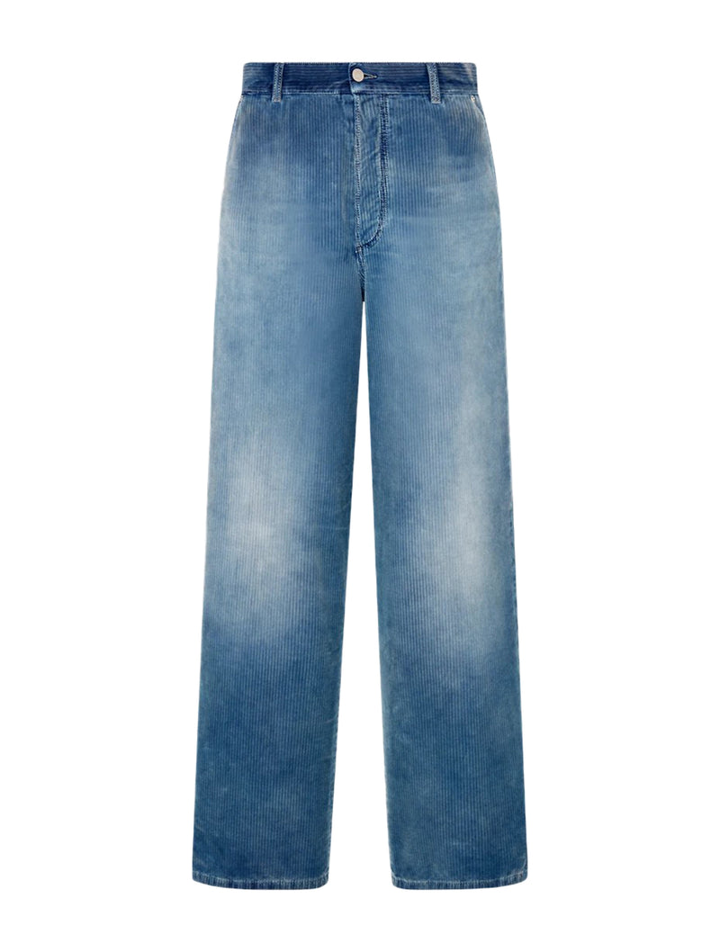DEEP BLUE COTTON CORDUROY TROUSERS
