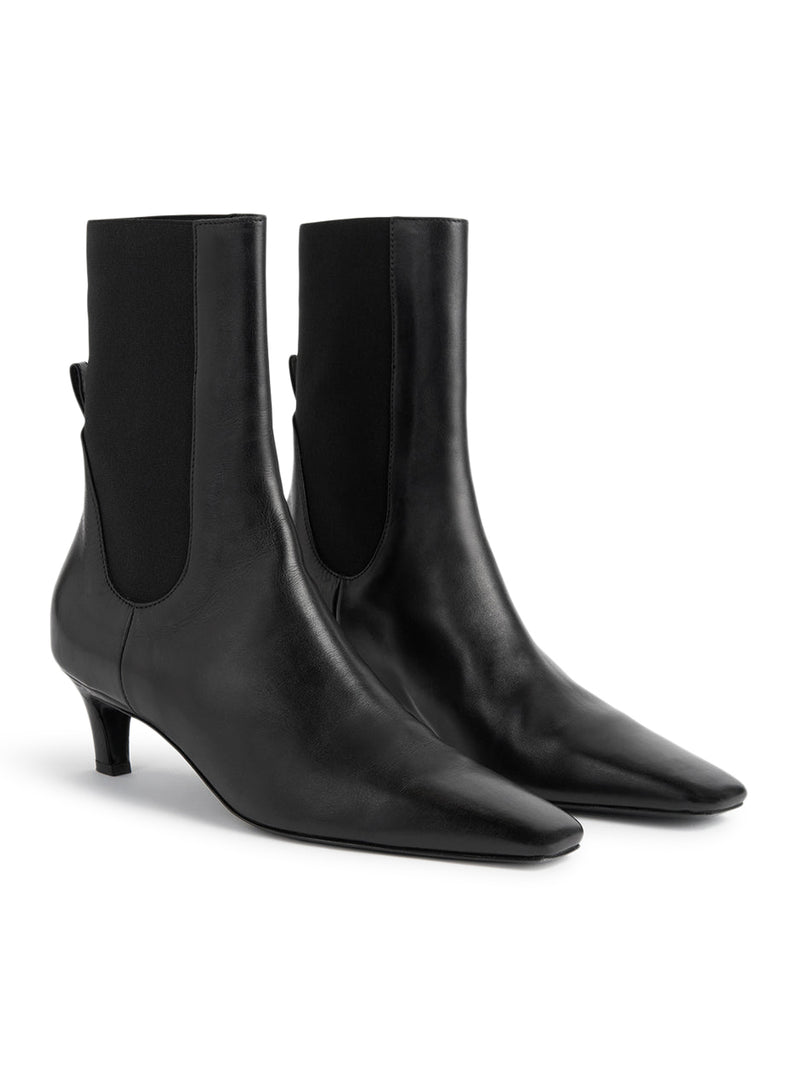 LEATHER MID-HEEL BOOTS