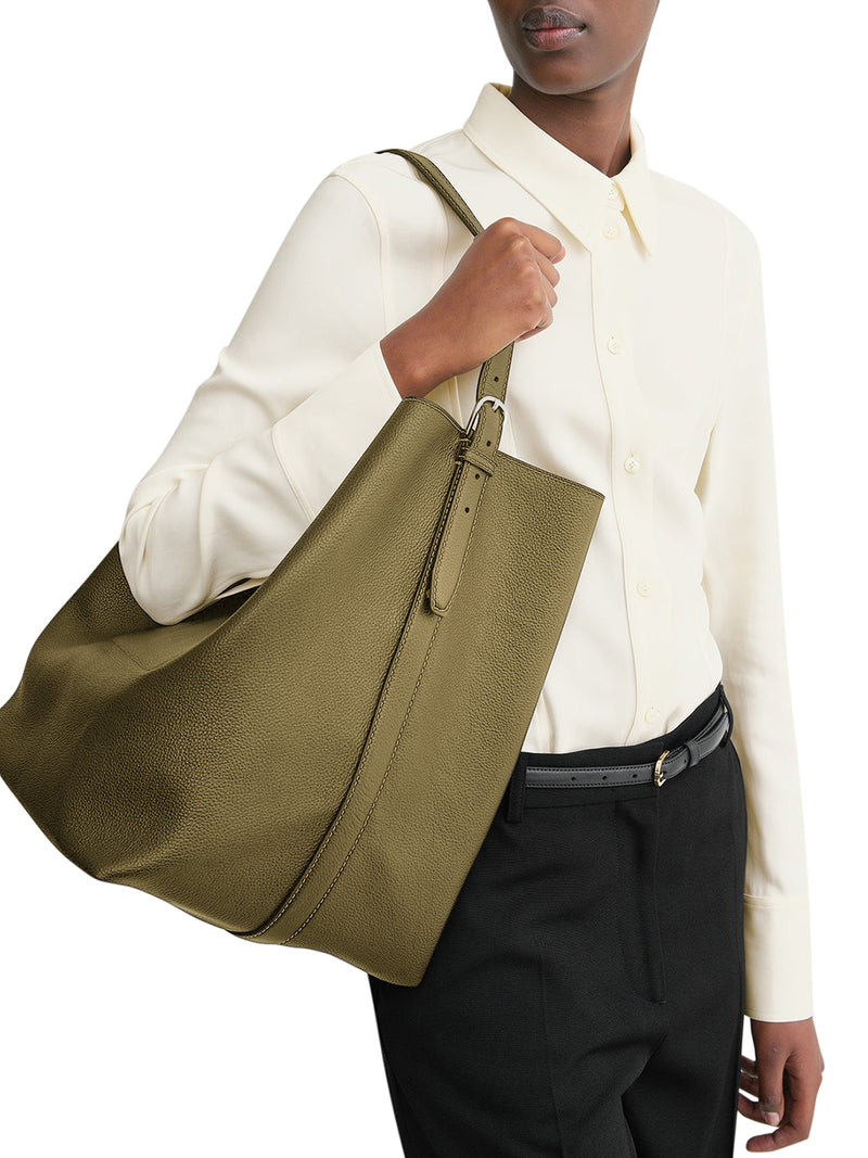 BELTED TOTE BAG IN HAMMERED CALFSKIN