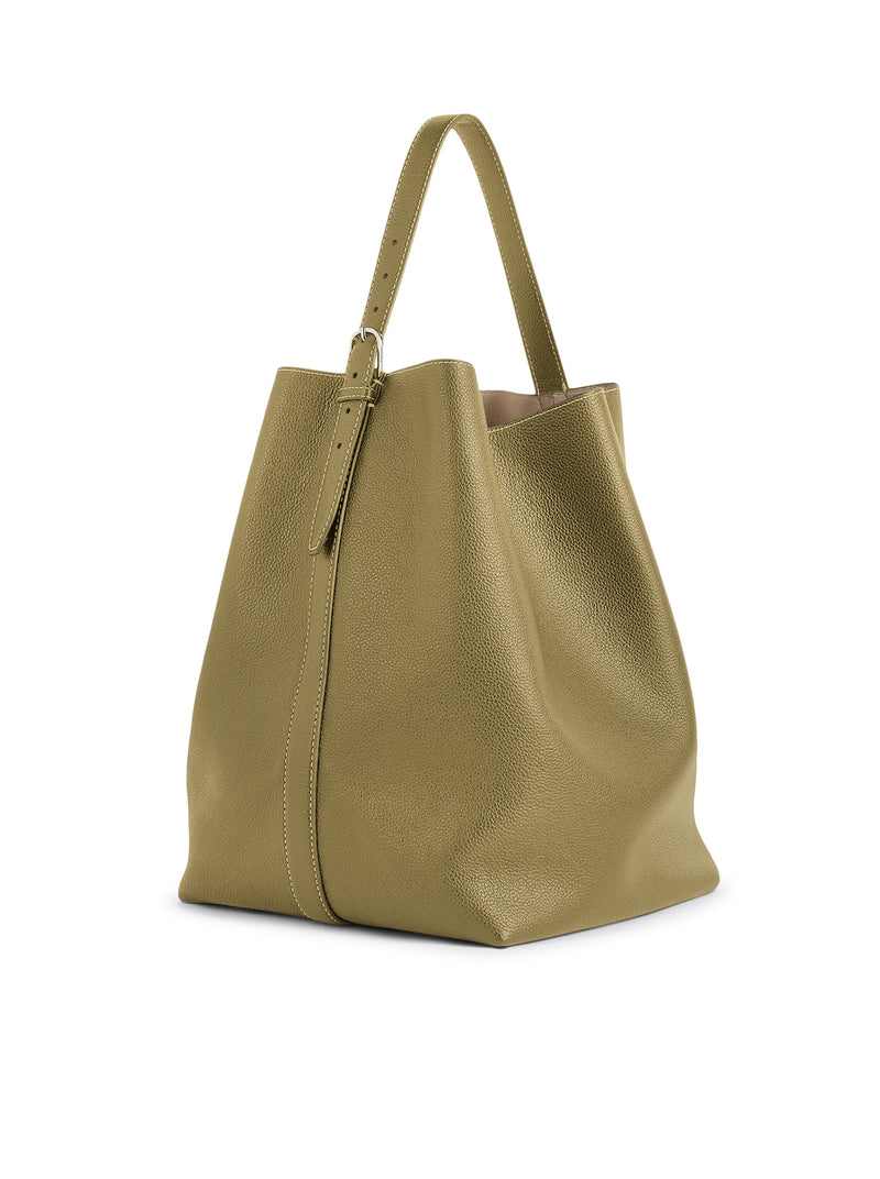 BELTED TOTE BAG IN HAMMERED CALFSKIN