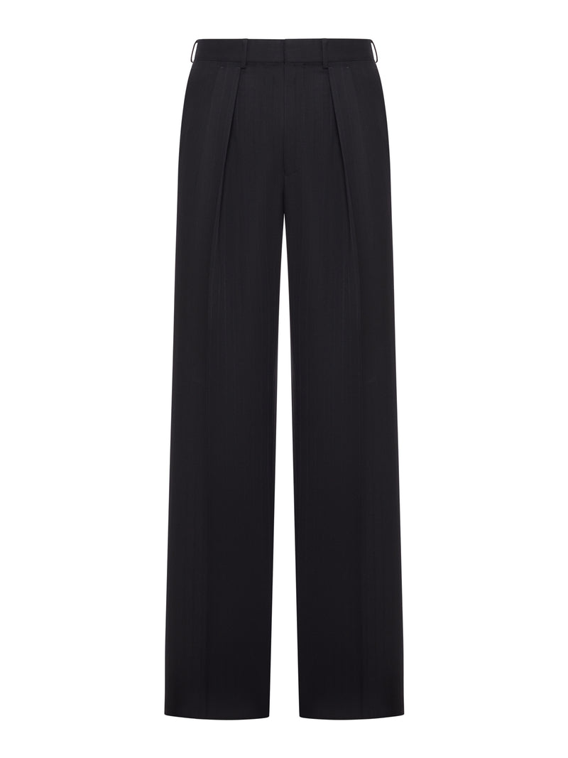 PINSTRIPED TAILORED WOOL TROUSERS