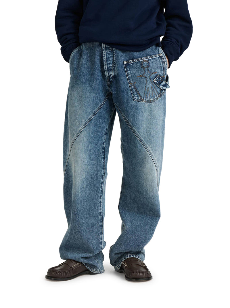 WORKWEAR JEANS WITH OFF-CENTRALIZED CLOSURE