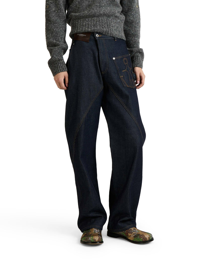 WORKWEAR JEANS WITH OFF-CENTRALIZED CLOSURE