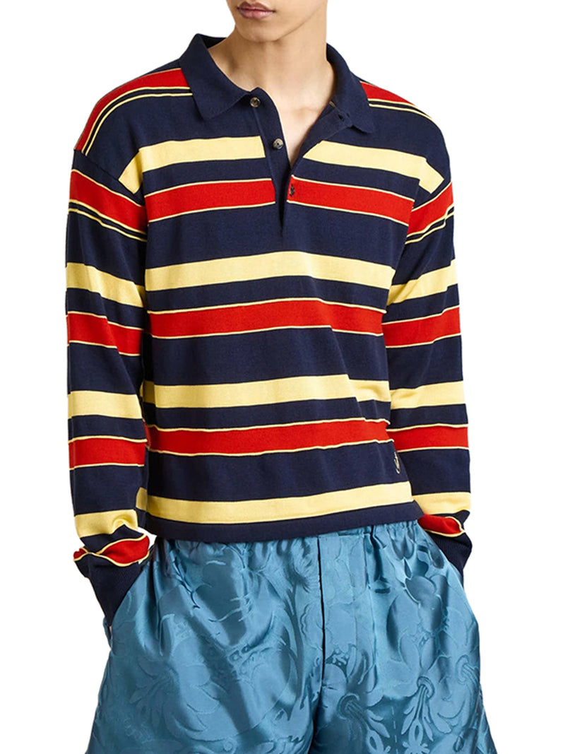 STRIPED KNITTED RUGBY POLO