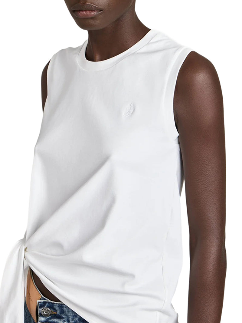 COTTON TANK TOP WITH KNOTTED HEM