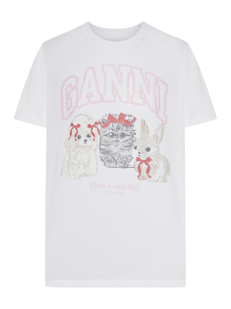 COTTON JERSEY T-SHIRT WITH ANIMALS PRINT