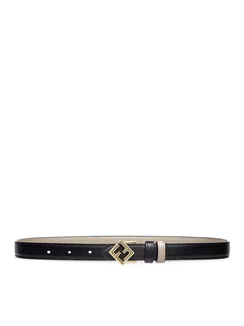 FF DIAMONDS REVERSIBLE BELT IN BLACK AND BEIGE LEATHER