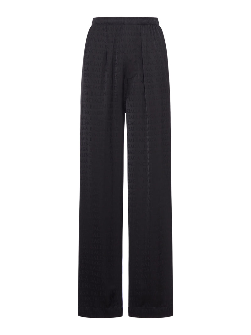 VISCOSE TROUSERS WITH ALLOVER TONE-ON-TONE LOGO