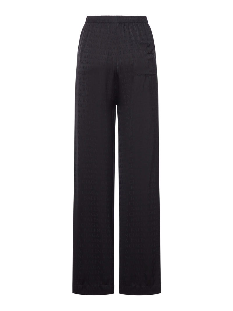 VISCOSE TROUSERS WITH ALLOVER TONE-ON-TONE LOGO