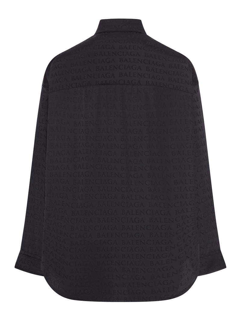 FLUID VISCOSE SHIRT WITH ALLOVER TONE-ON-TONE LOGO