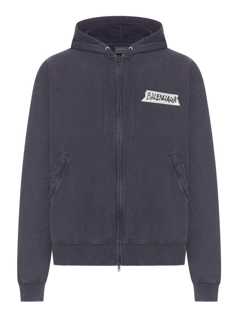MEN`S MASKING TAPE OVERSIZED ZIP-UP HOODIE