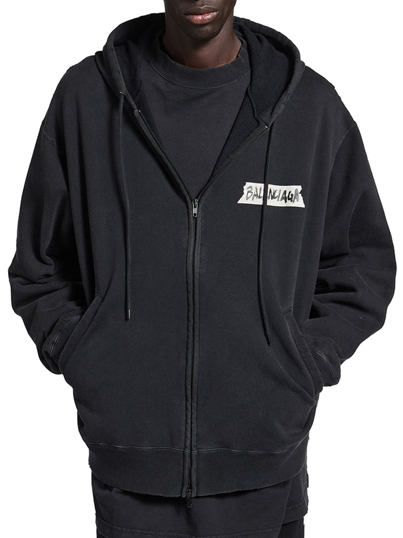 MEN`S MASKING TAPE OVERSIZED ZIP-UP HOODIE