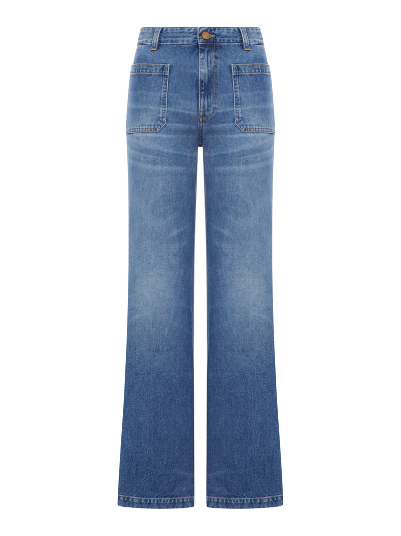 COTTON DENIM CURT JEANS
