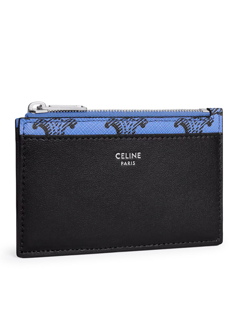 ZIP-UP CARD HOLDER IN TRIOMPHE CANVAS AND LAMBSKIN