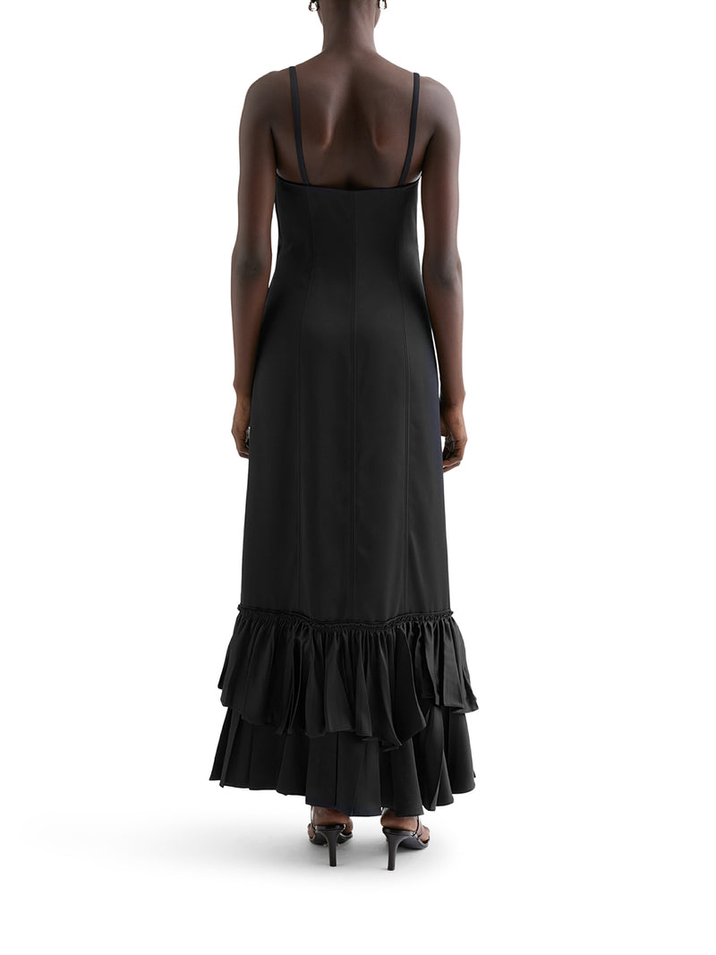 RUFFLED SILK BLEND DRESS