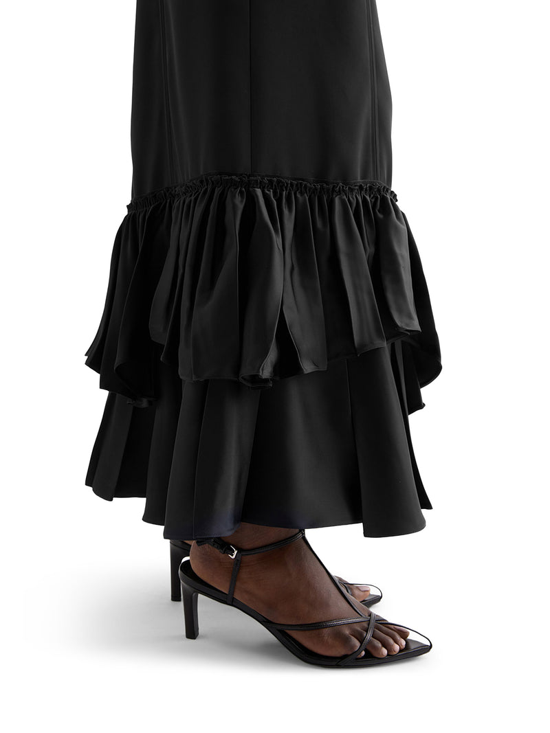RUFFLED SILK BLEND DRESS
