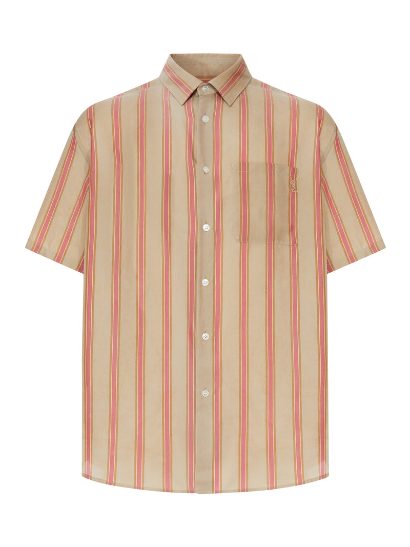 STRIPED CUPRO TWILL CHEMISE