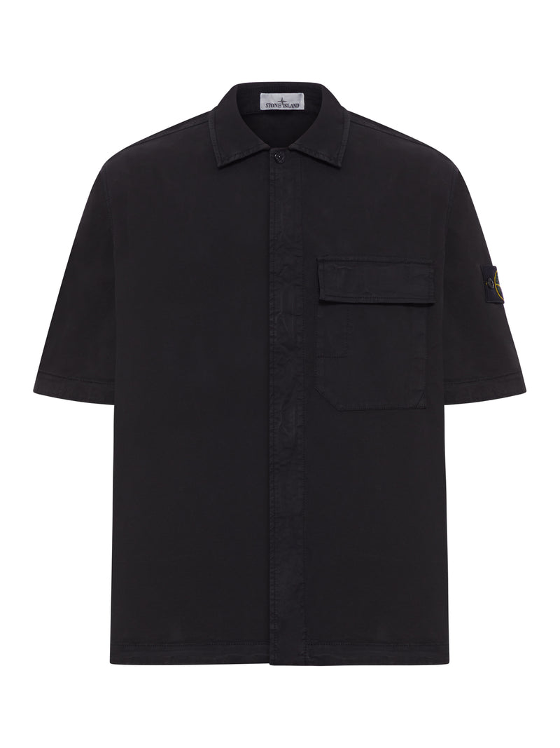 SHORT-SLEEVED SHIRT IN STRETCH ORGANIC COTTON TWILL