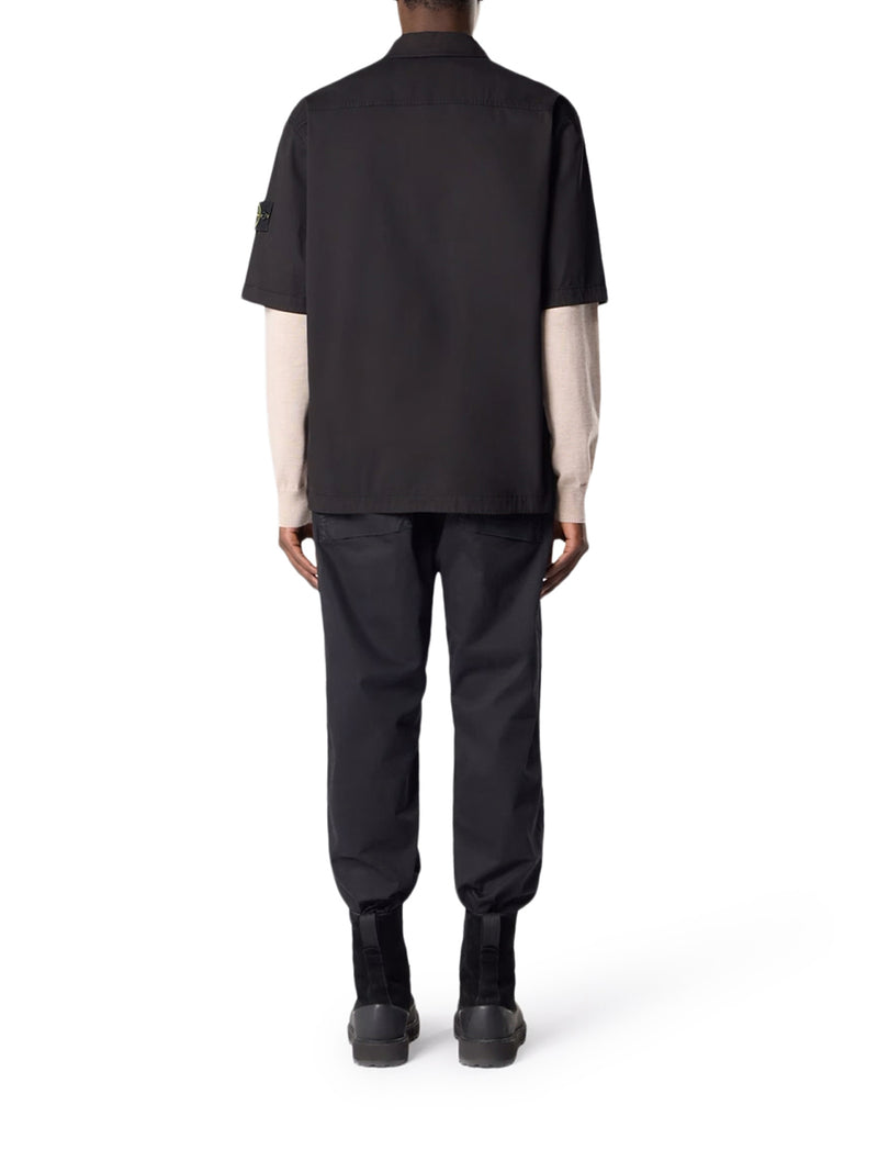 SHORT-SLEEVED SHIRT IN STRETCH ORGANIC COTTON TWILL