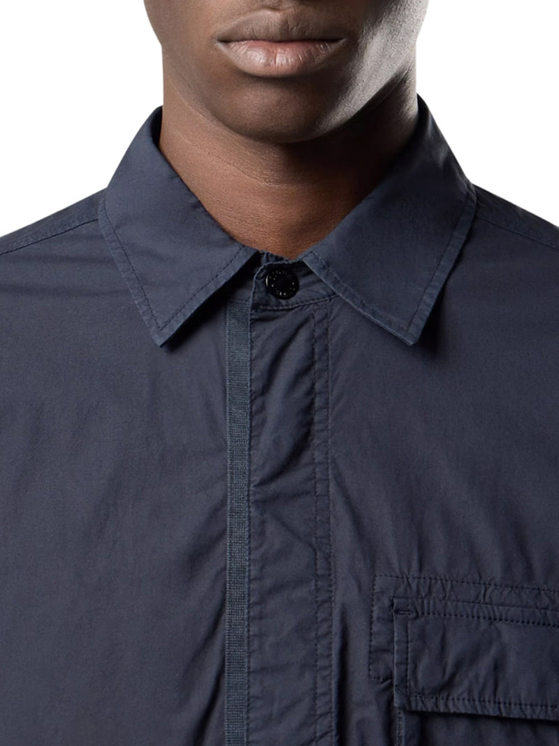 STRETCH COTTON CANVAS OVERSHIRT WITH FLAP POCKET ON THE CHEST