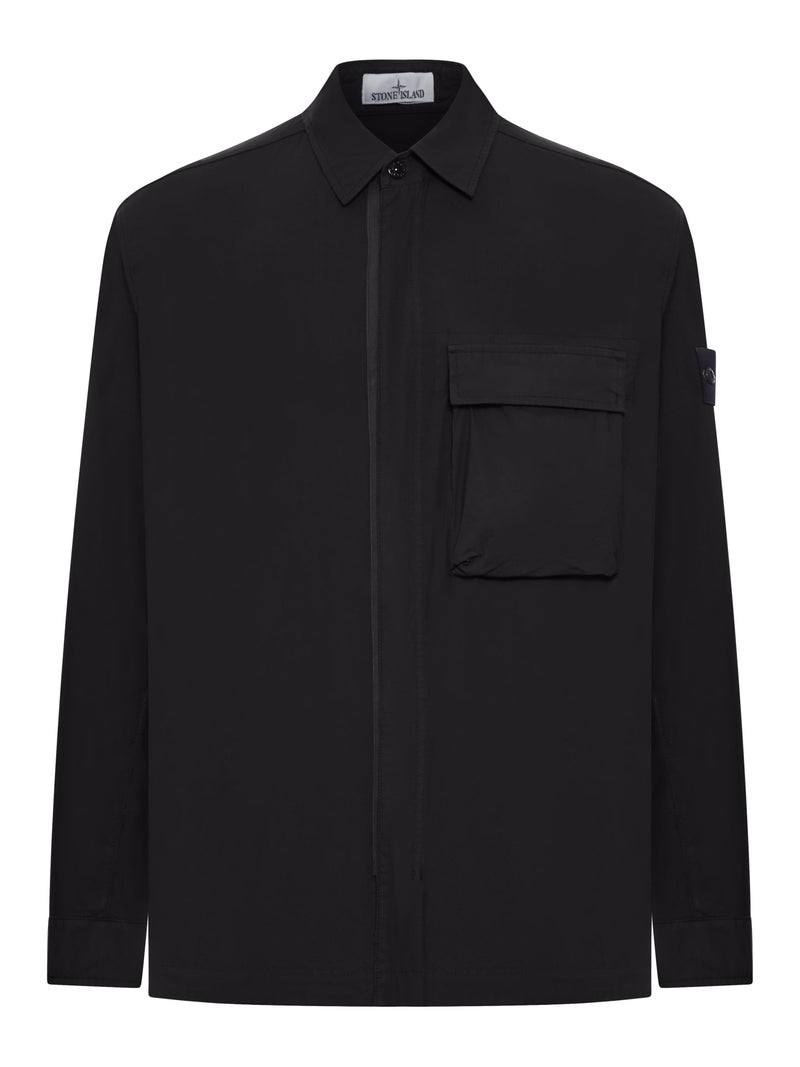 STRETCH COTTON CANVAS OVERSHIRT WITH FLAP POCKET ON THE CHEST