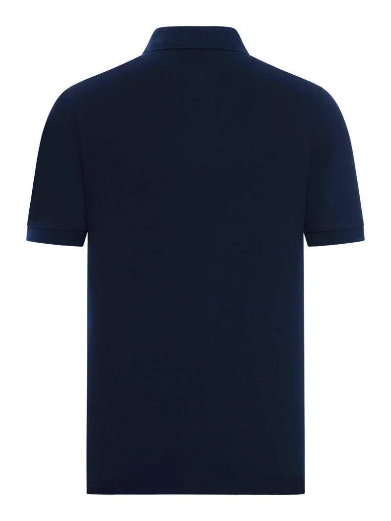 BLUE NAVY COTTON POLO SHIRT WITH LOGO PATCH