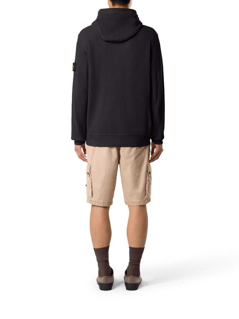 COTTON ZIP-UP SWEATER WITH HOOD AND GHOST BADGE