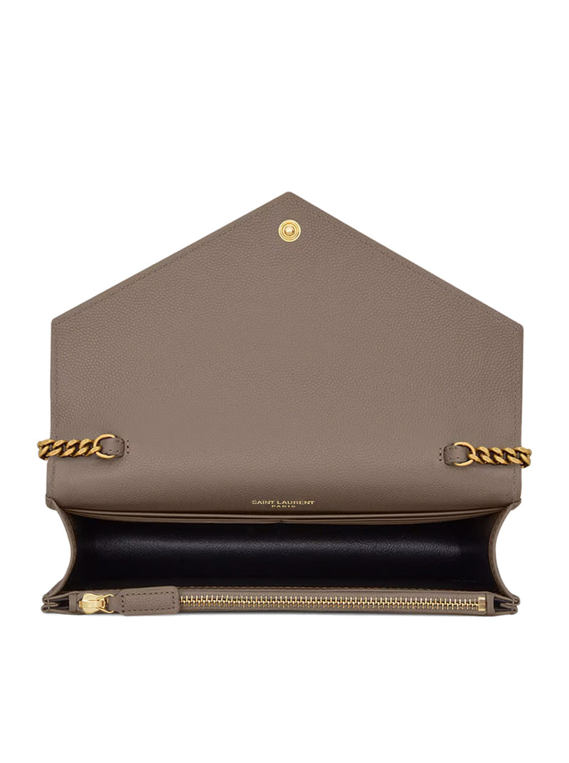 CASSANDRE ENVELOPE WALLET WITH CHAIN IN GRAIN DE POUDRE EMBOSSED LEATHER
