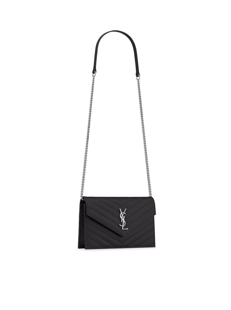 CLASSIC CASSANDRE CHAIN ENVELOPE CLUTCH IN GRAIN DE POUDRE LEATHER