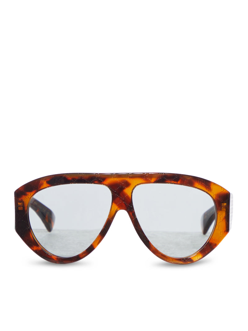 TORTOISESHELL ACETATE MASK SUNGLASSES WITH GG PATTERN