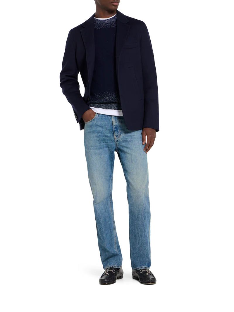 SLIM-FIT COTTON DENIM TROUSERS