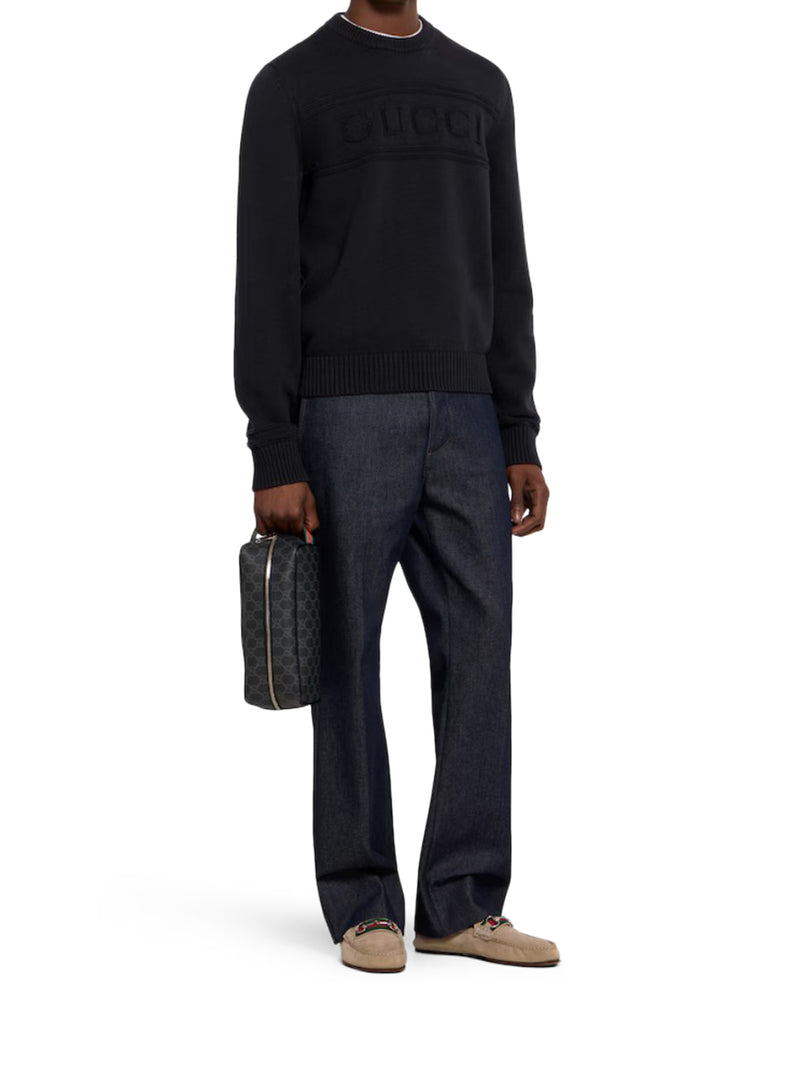 COTTON KNITTED SWEATER WITH INTARSIA